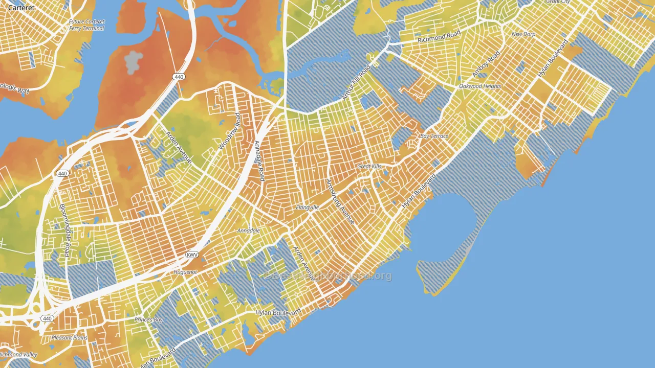 Bike Grade map of Ettingville, Staten Island, NY