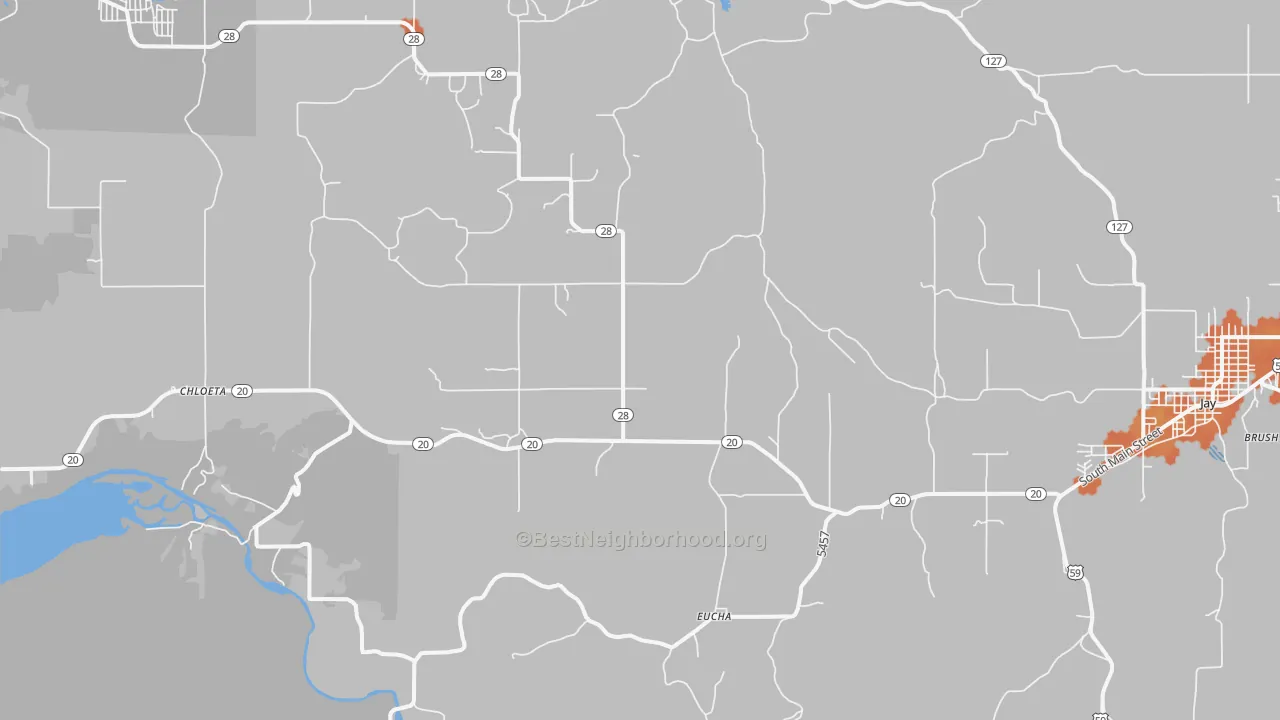 Bike Grade map of Eucha, OK