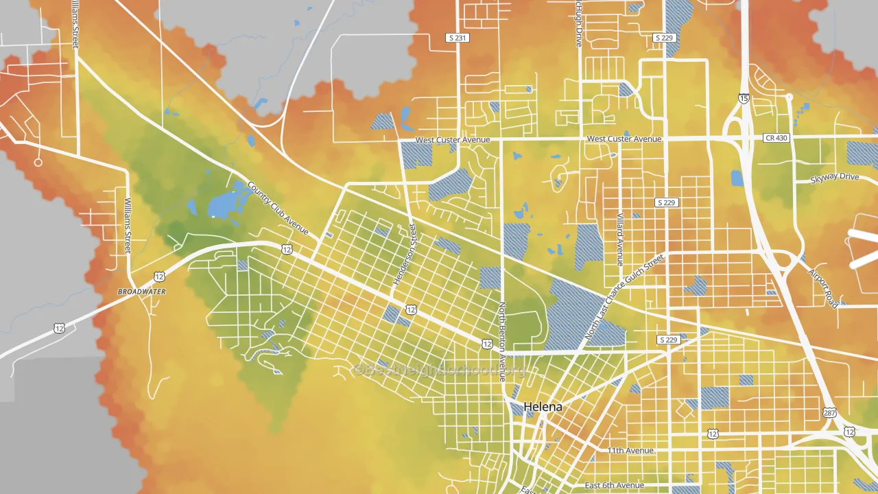 Bike Grade map of Euclid Ave North, Helena, MT