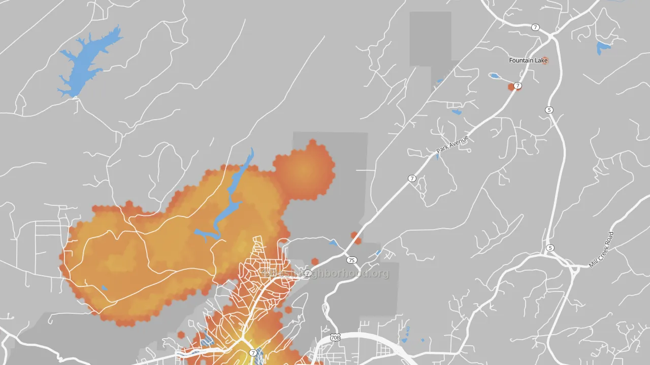 Bike Grade map of Euclid Heights, AR