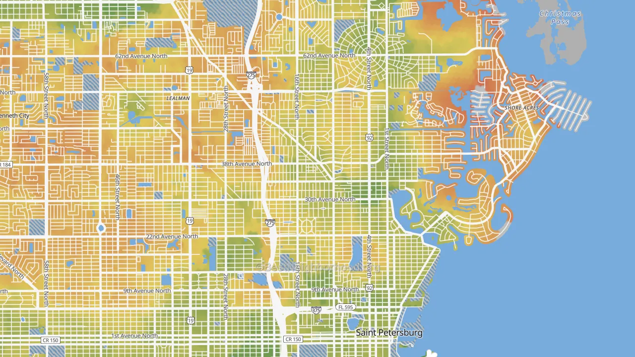 Bike Grade map of Euclid-St Paul, St. Petersburg, FL