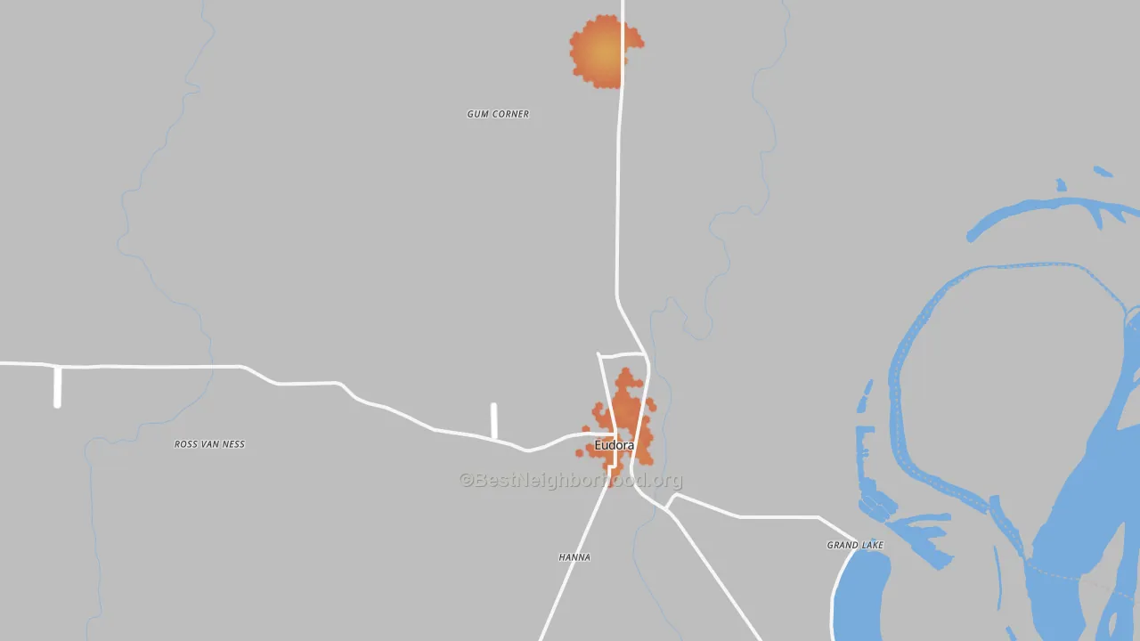 Bike Grade map of Eudora, AR