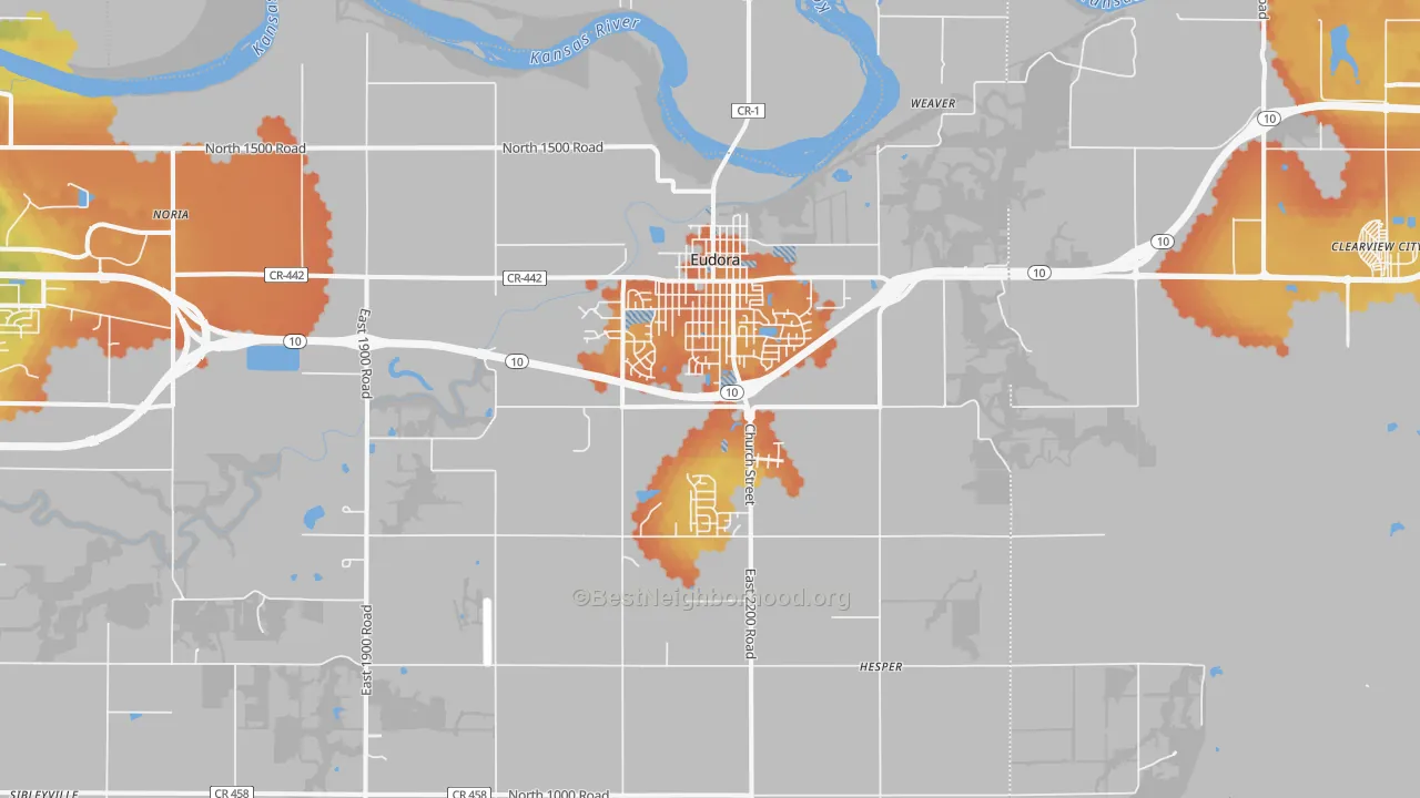 Bike Grade map of Eudora, KS