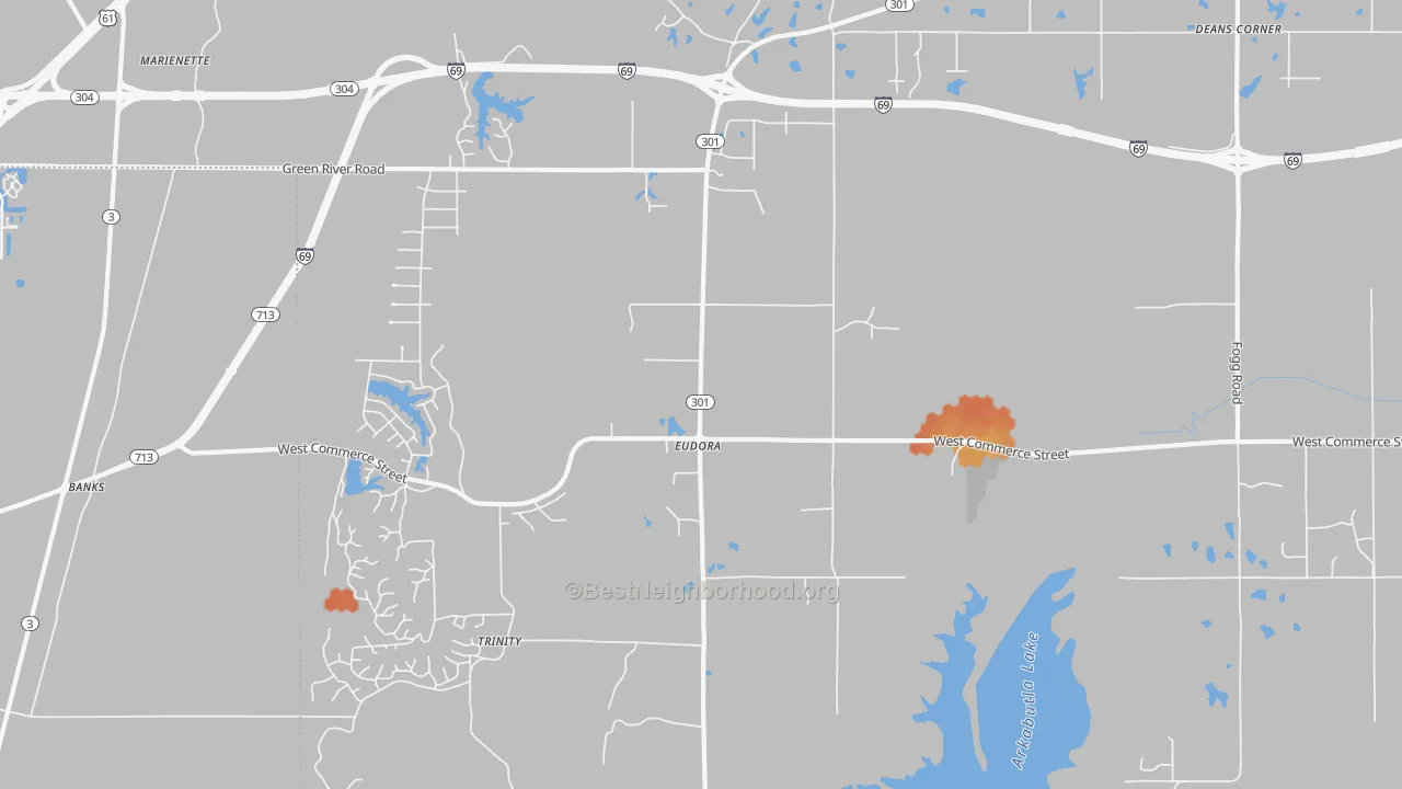 Bike Grade map of Eudora, MS