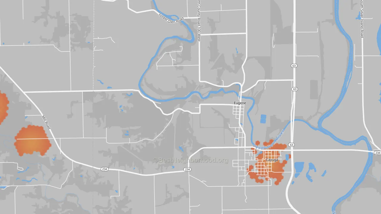 Bike Grade map of Eugene, IN