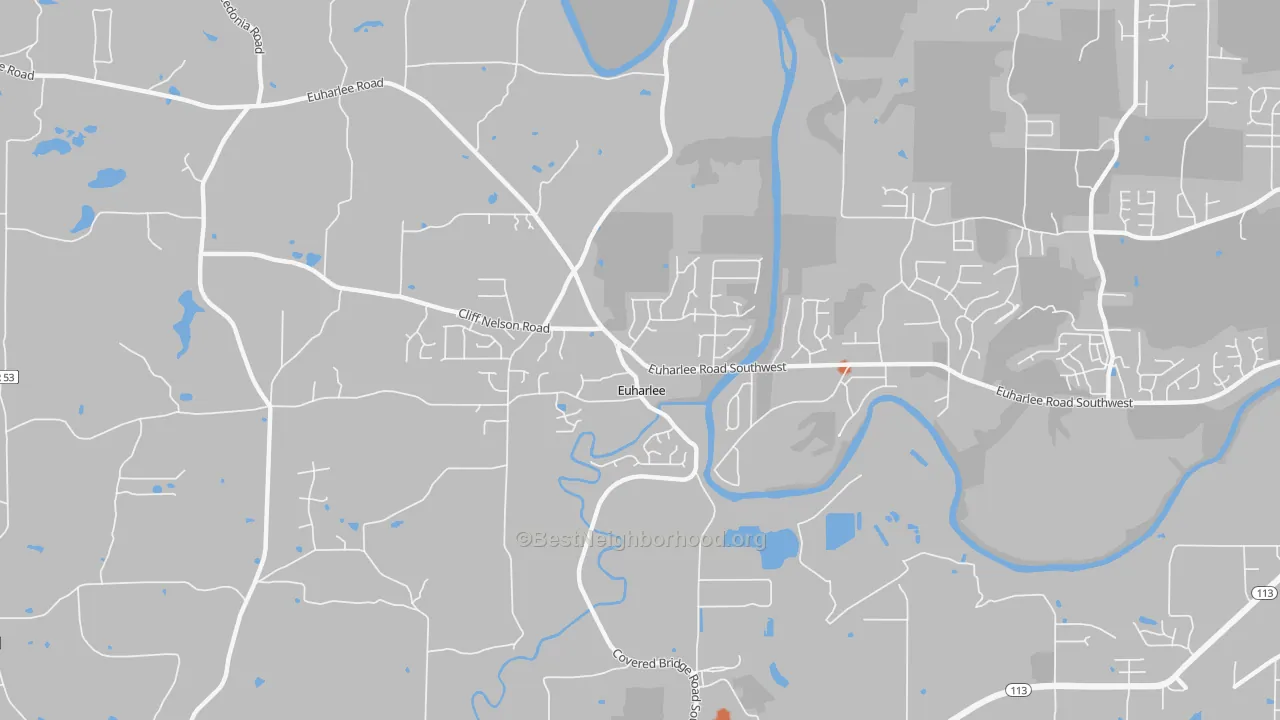 Bike Grade map of Euharlee, GA