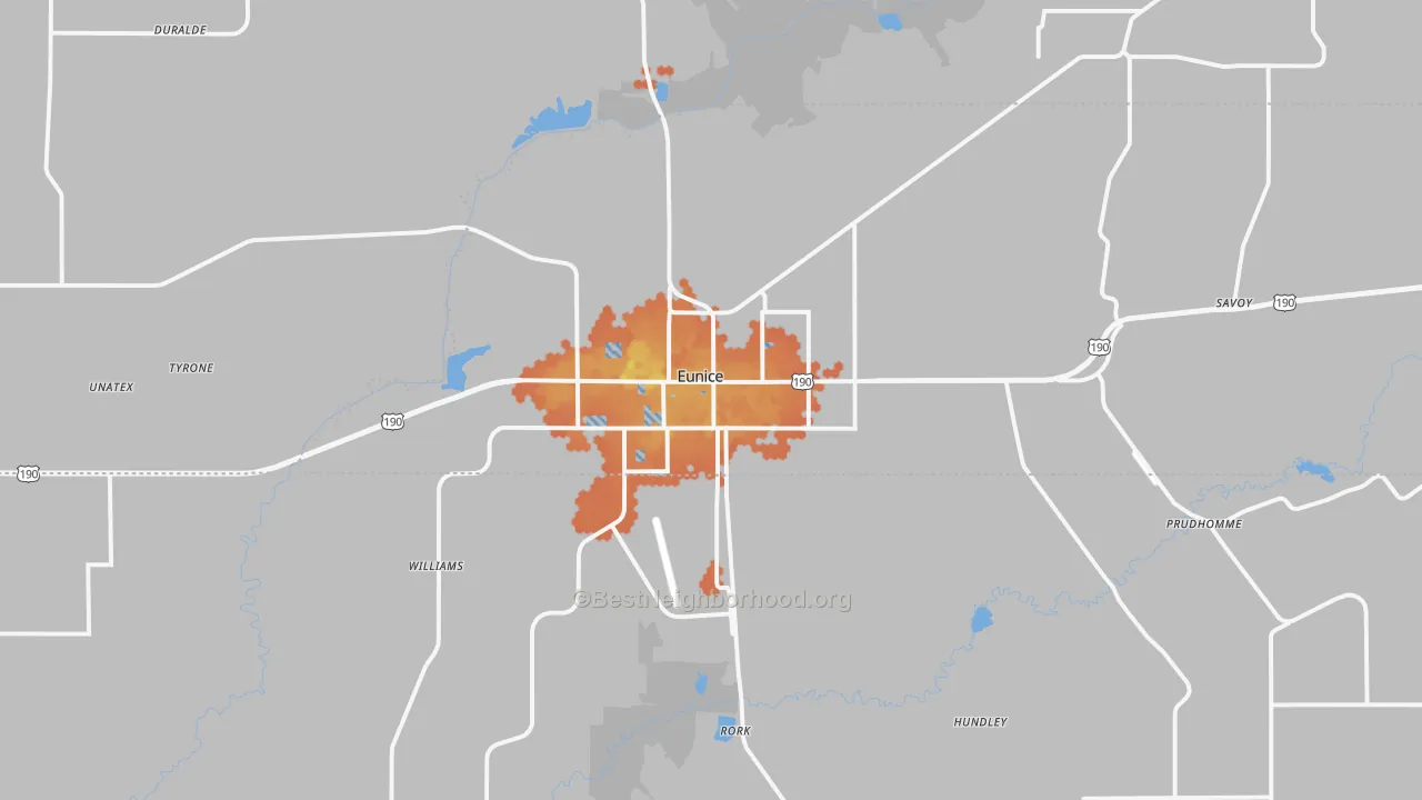 Bike Grade map of Eunice, LA