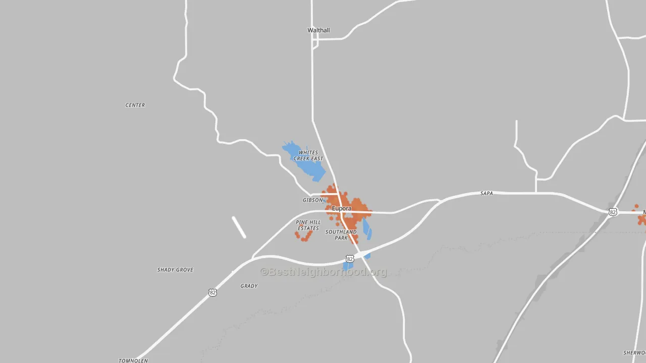 Bike Grade map of Eupora, MS