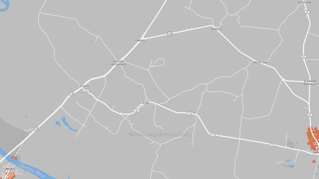 Bike Grade map of Eure, NC