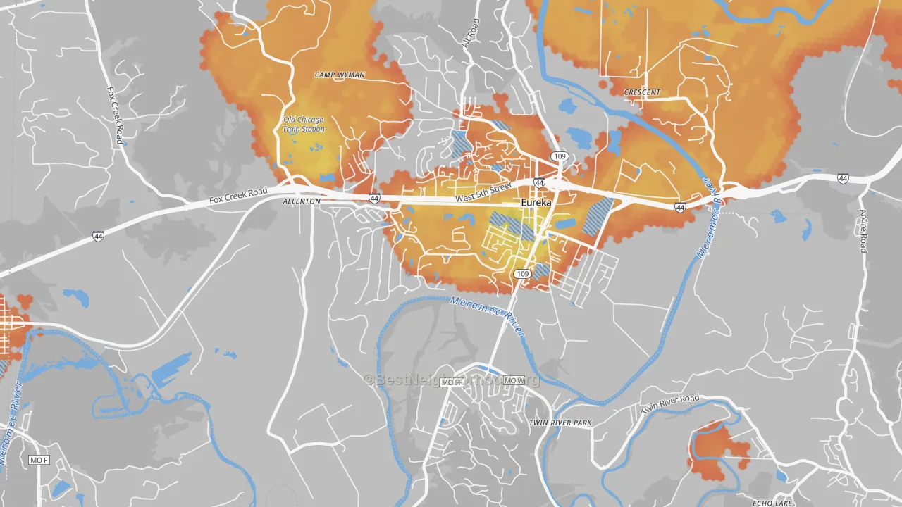 Bike Grade map of Eureka, MO