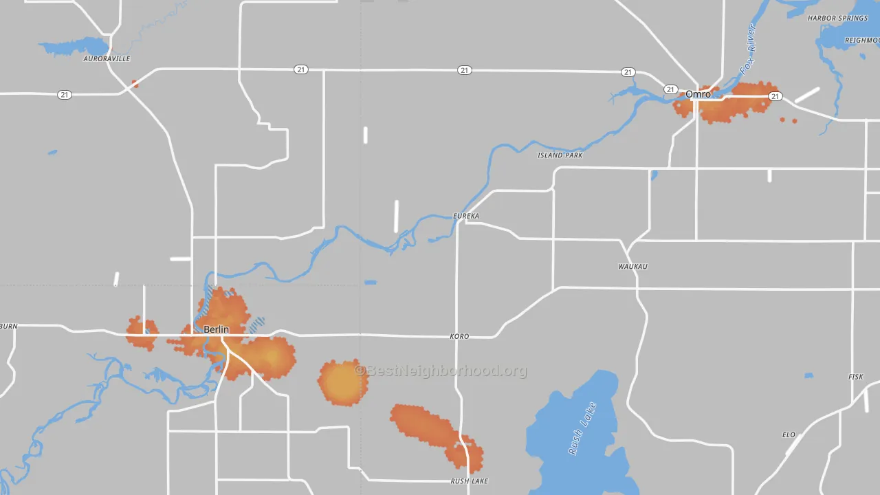 Bike Grade map of Eureka, WI
