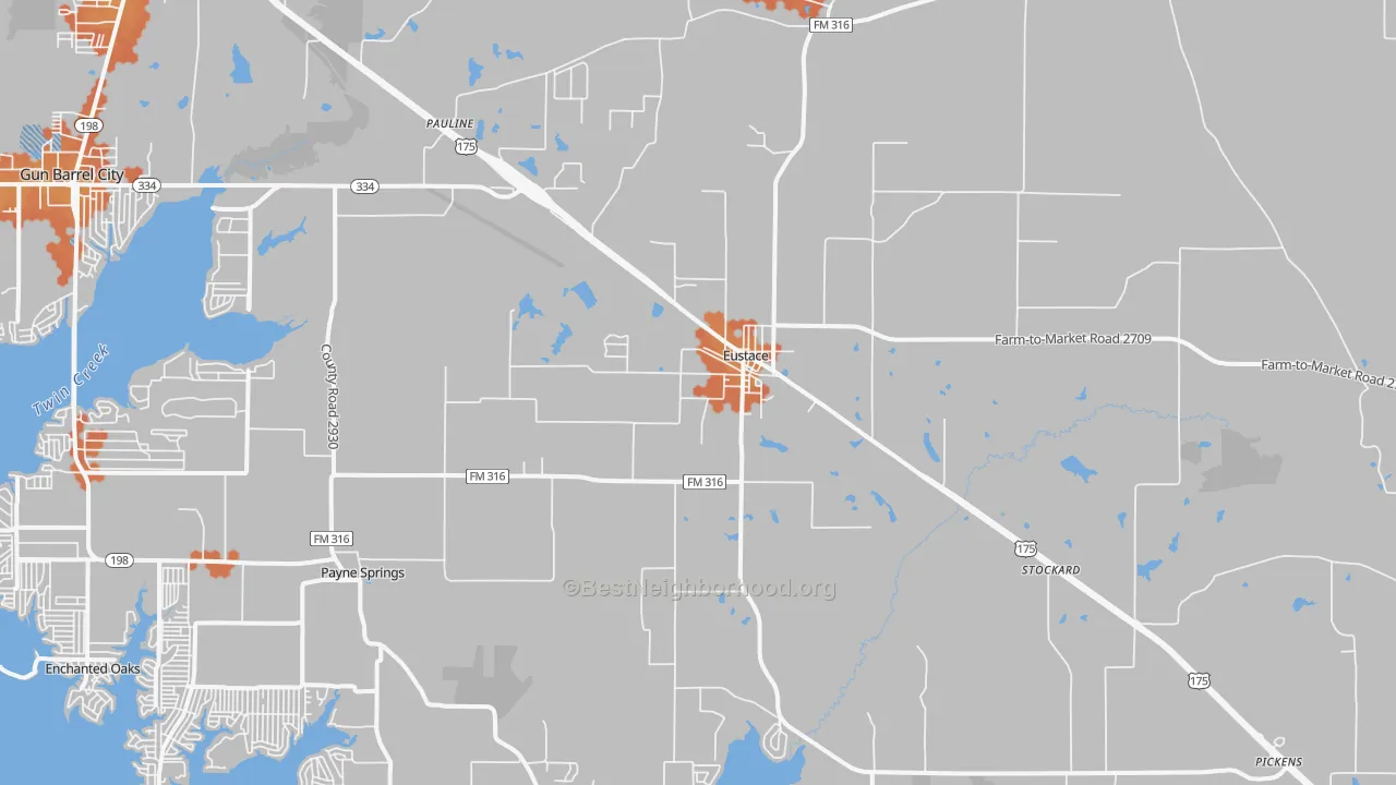 Bike Grade map of Eustace, TX