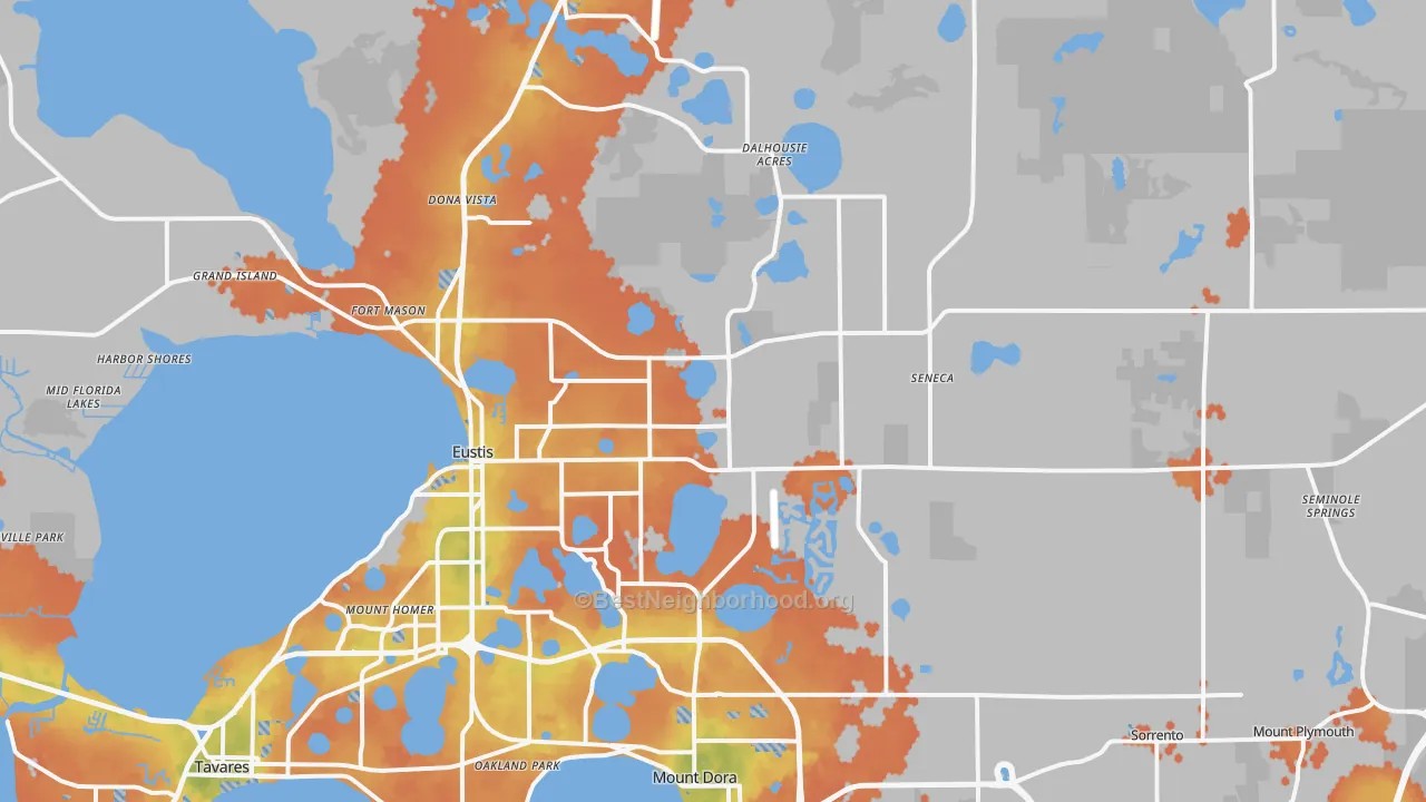 Bike Grade map of Eustis, FL