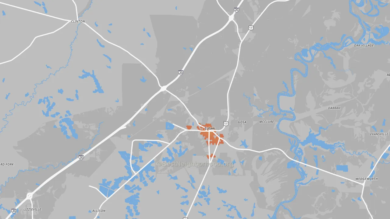 Bike Grade map of Eutaw, AL