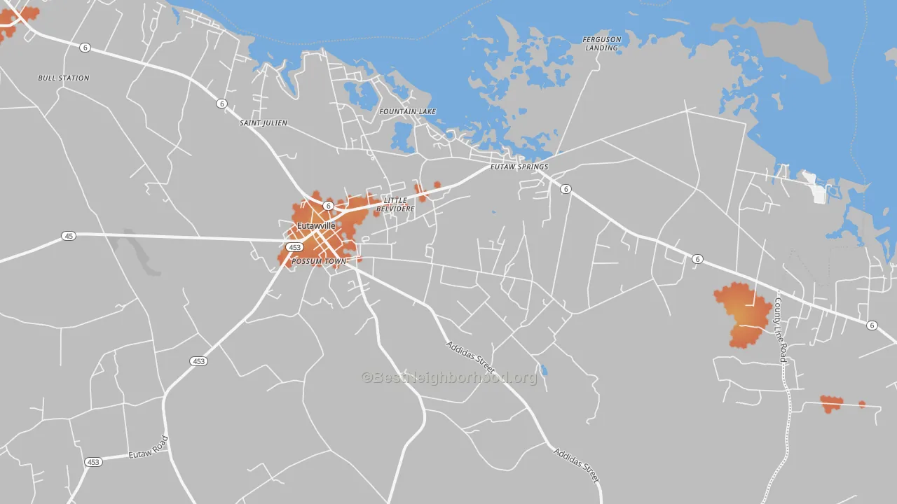 Bike Grade map of Eutawville, SC