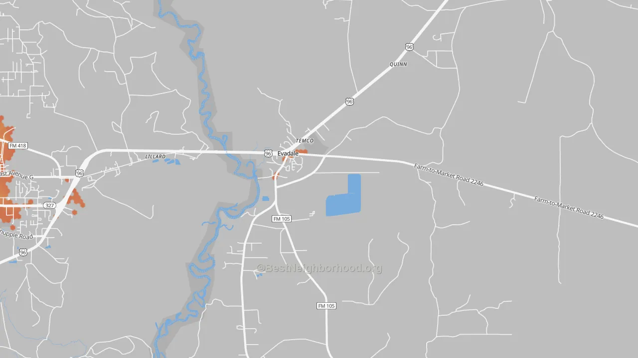 Bike Grade map of Evadale, TX
