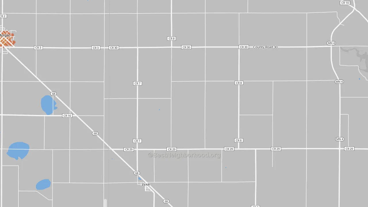 Bike Grade map of Evan, MN