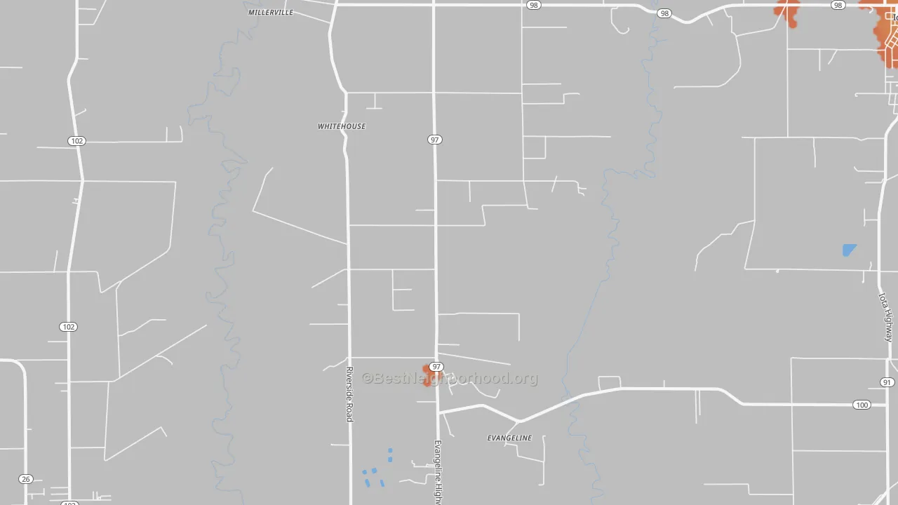 Bike Grade map of Evangeline, LA