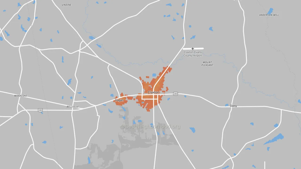 Bike Grade map of Evans County, GA