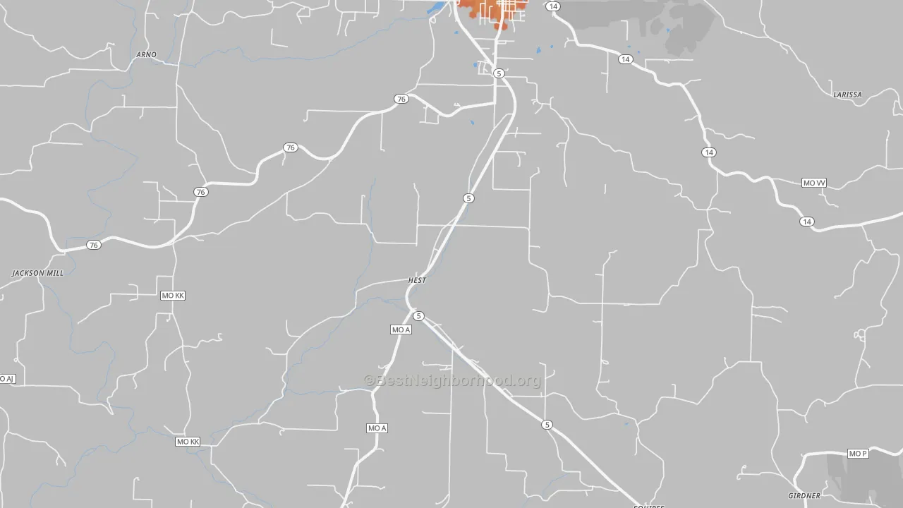 Bike Grade map of Evans, MO