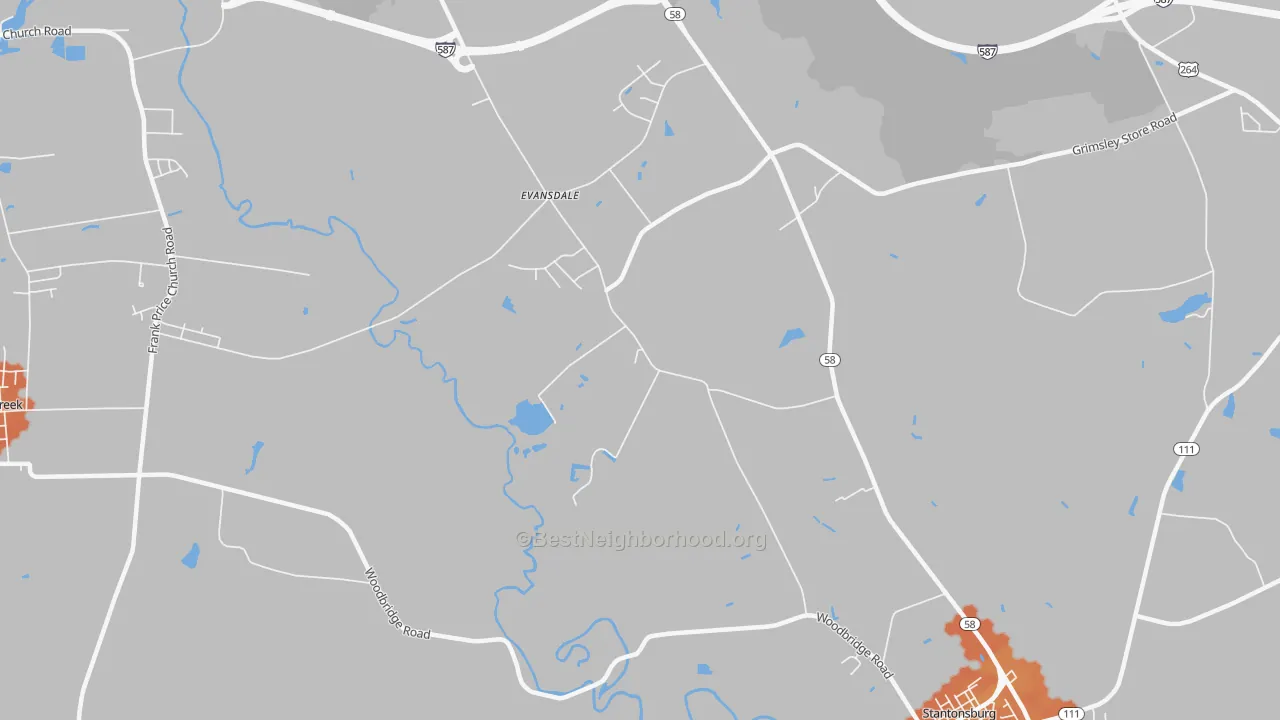 Bike Grade map of Evansdale, NC