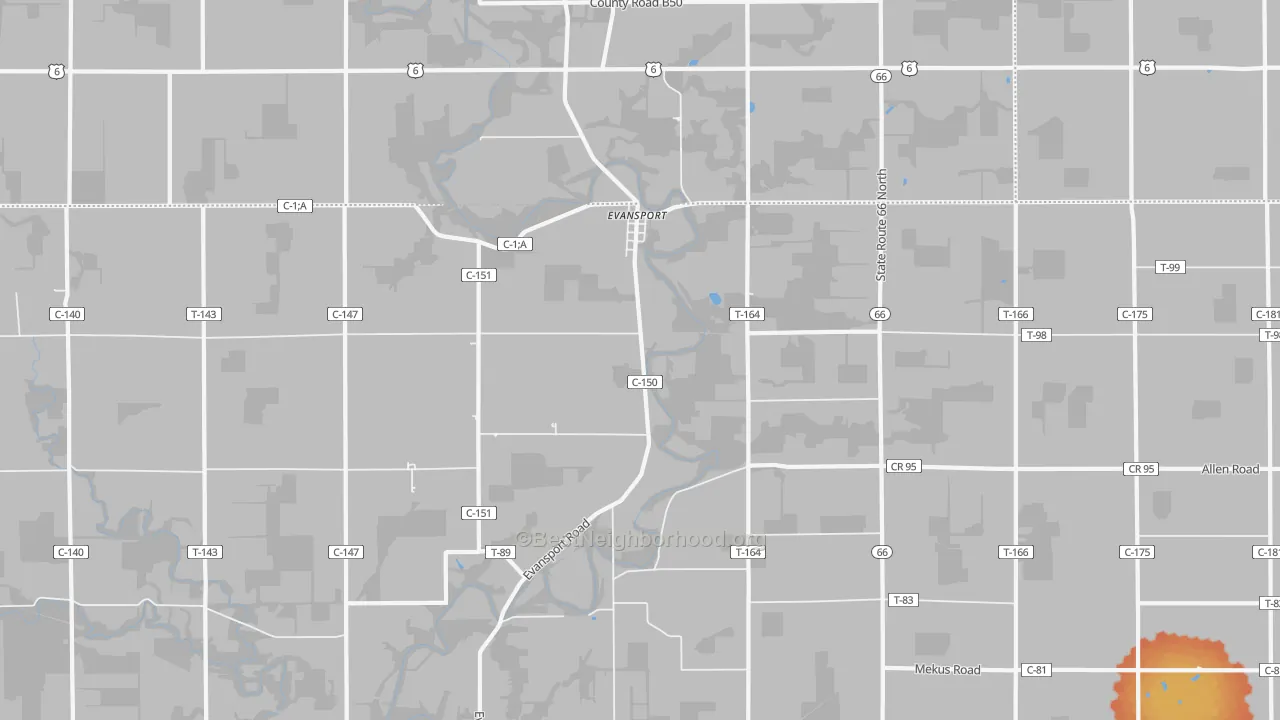 Bike Grade map of Evansport, OH