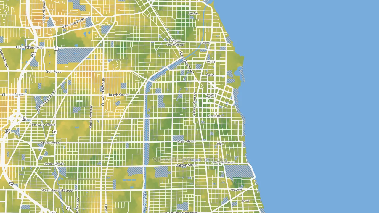 Bike Grade map of Evanston, IL
