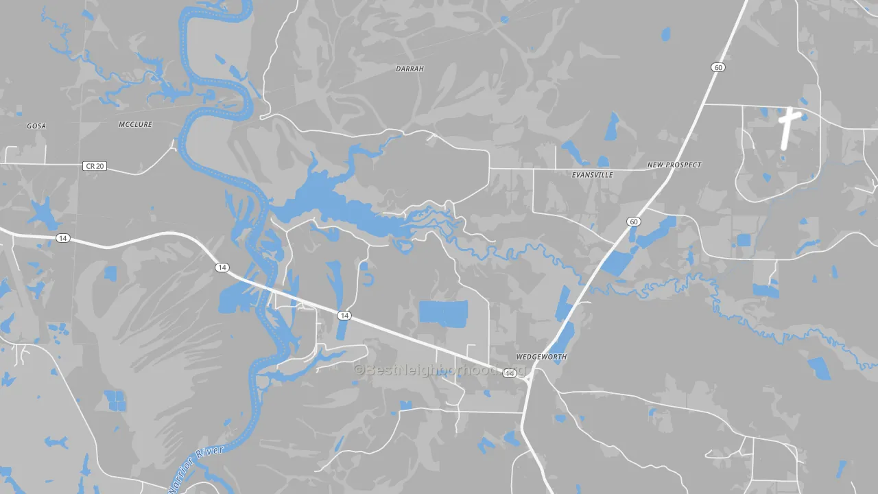 Bike Grade map of Evansville, AL