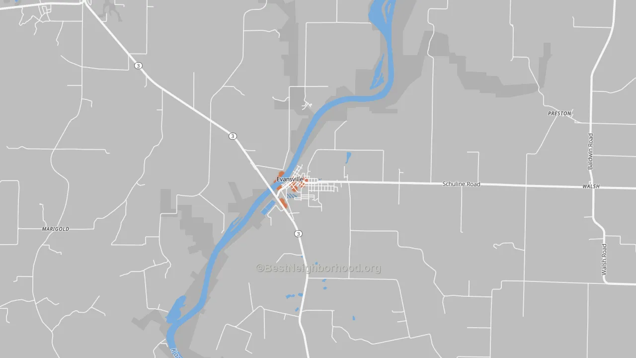 Bike Grade map of Evansville, IL