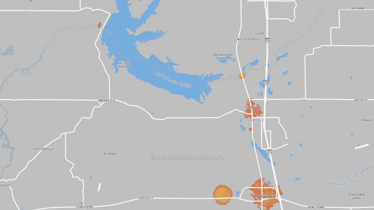 Bike Grade map of Evansville, MS