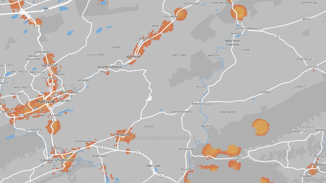 Bike Grade map of Evansville, PA