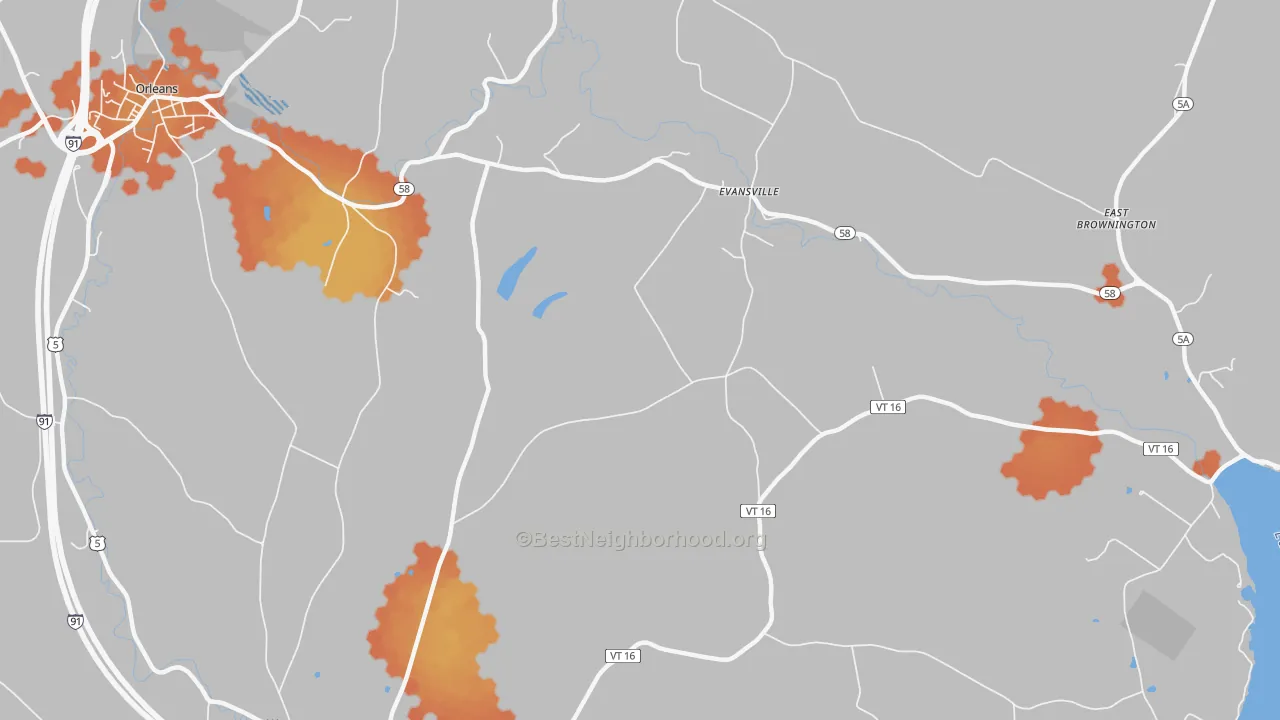 Bike Grade map of Evansville, VT