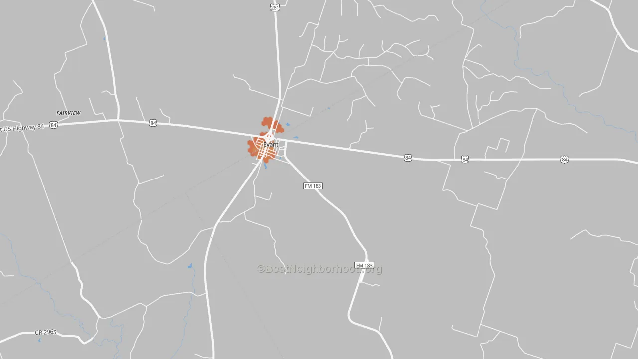 Bike Grade map of Evant, TX