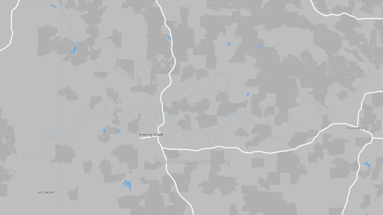 Bike Grade map of Evening Shade, AR