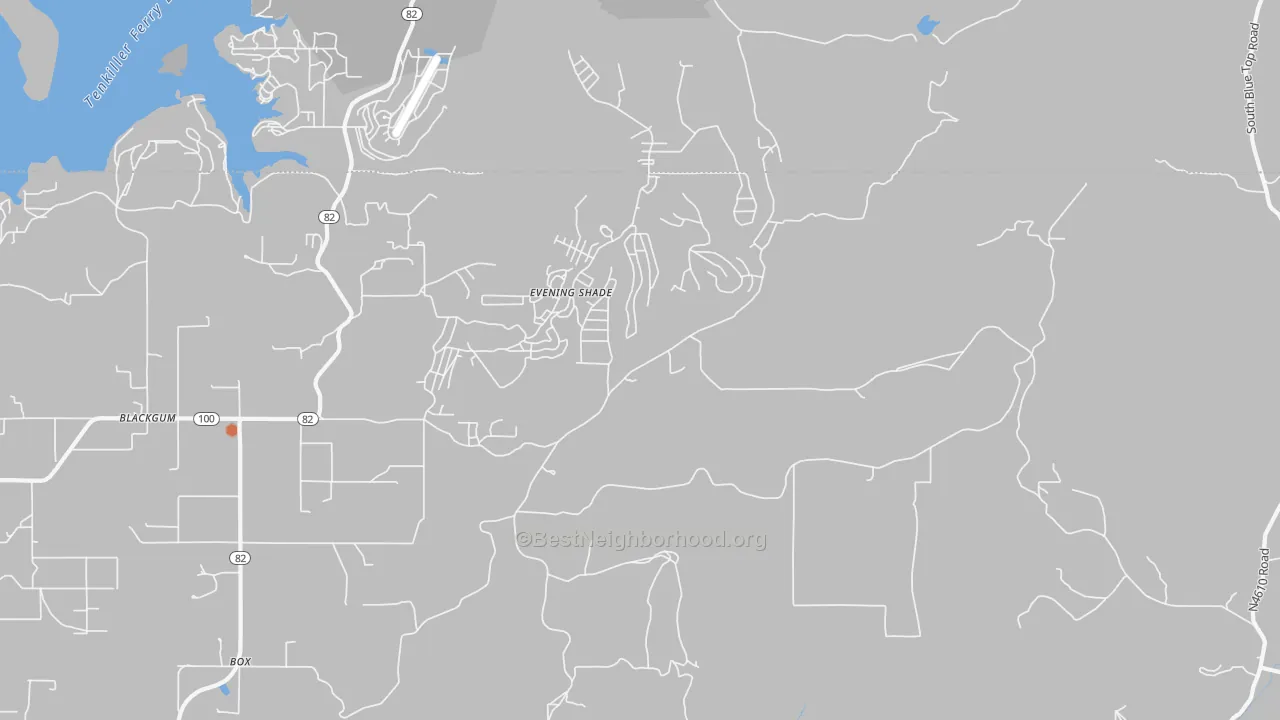 Bike Grade map of Evening Shade, OK