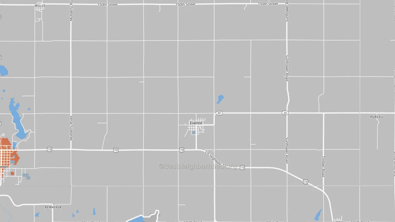 Bike Grade map of Everest, KS