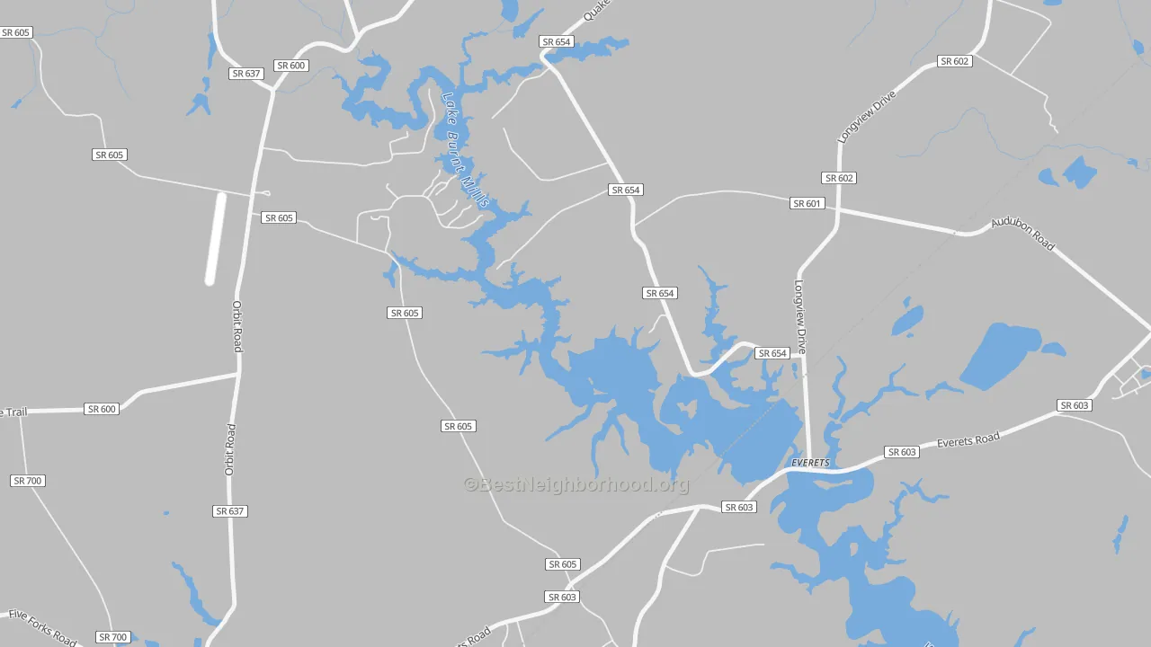 Bike Grade map of Everets, VA