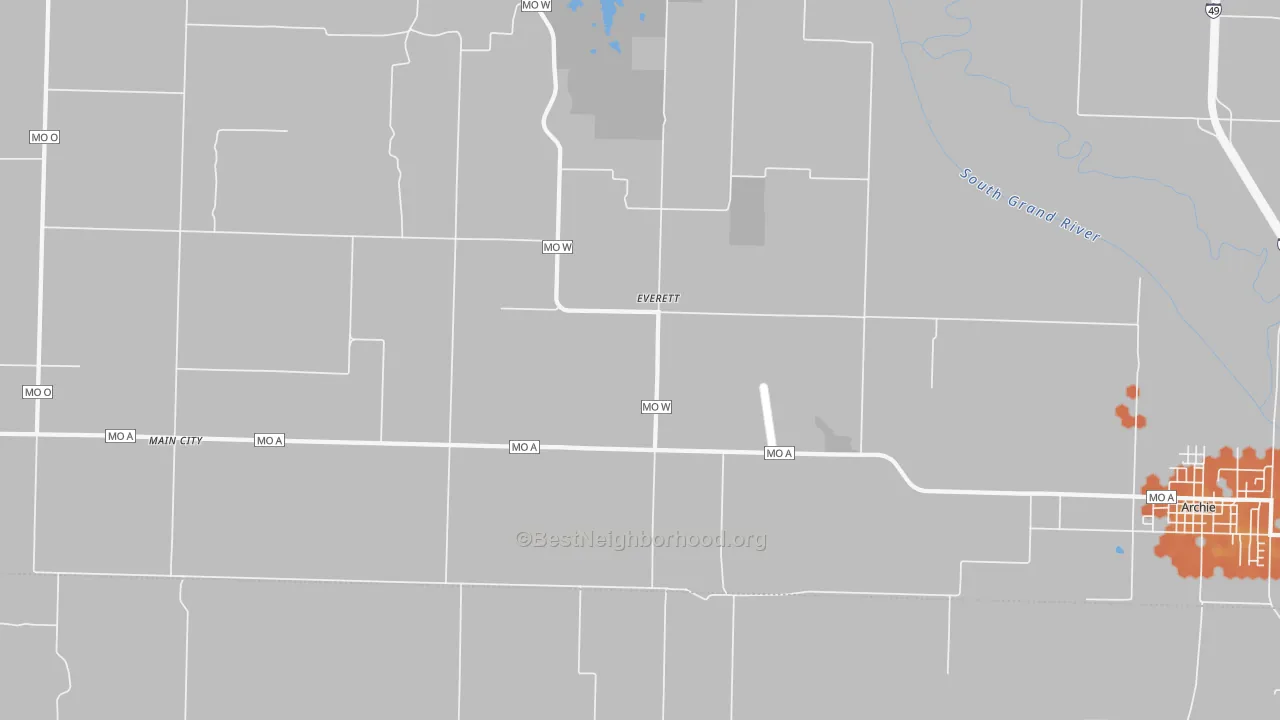 Bike Grade map of Everett, MO