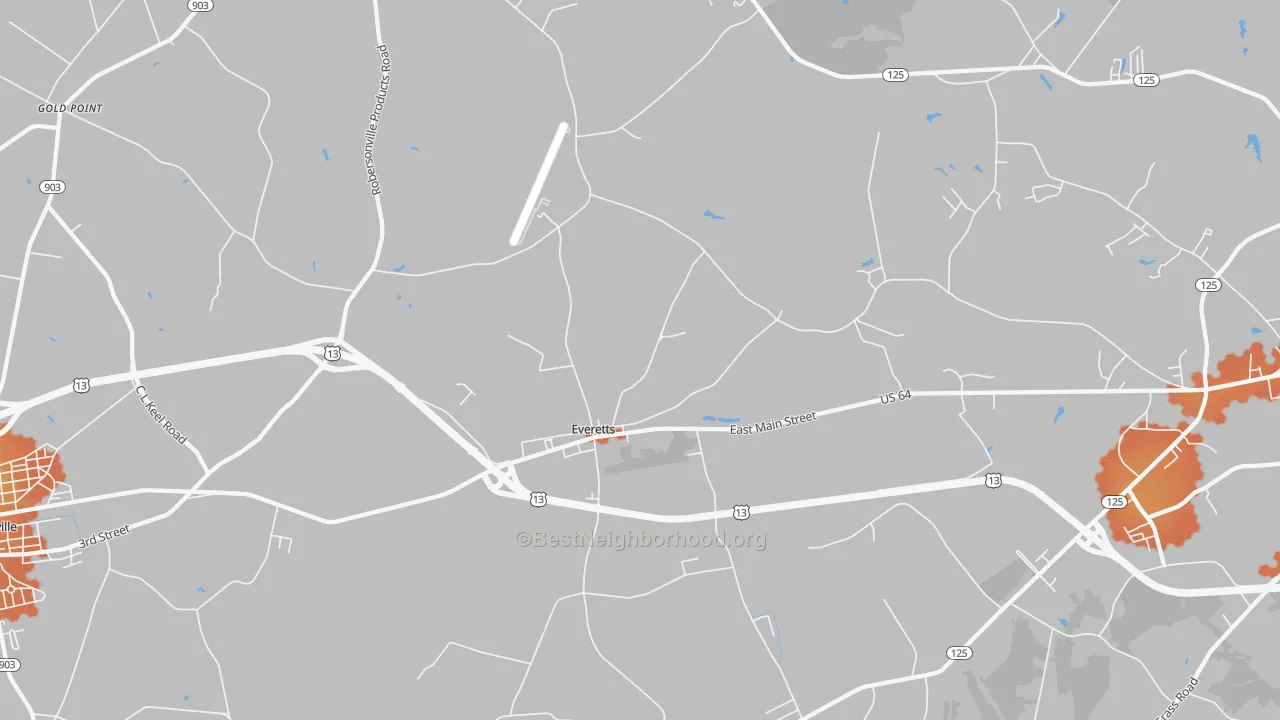 Bike Grade map of Everetts, NC