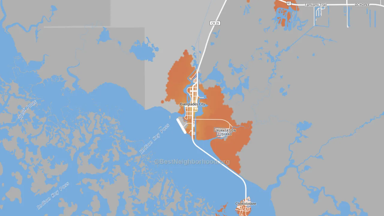 Bike Grade map of Everglades, FL