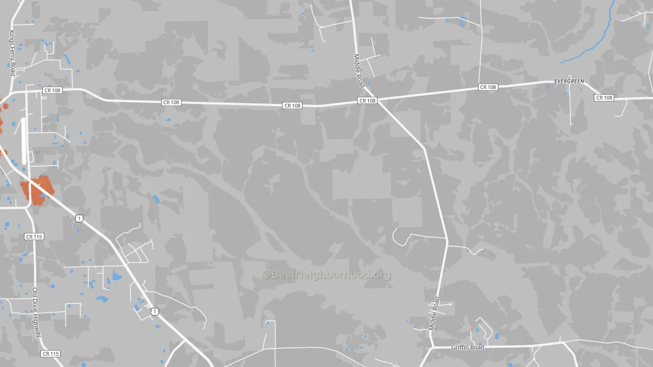 Bike Grade map of Evergreen, FL