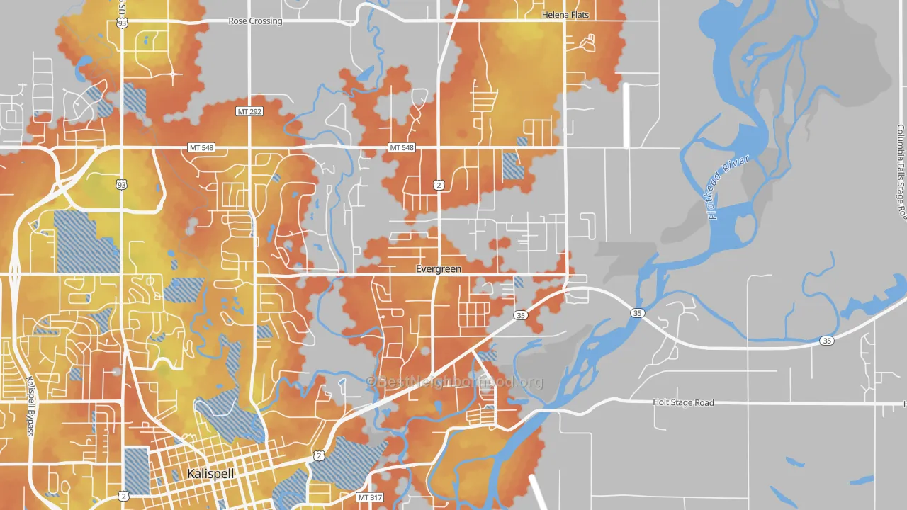 Bike Grade map of Evergreen, MT