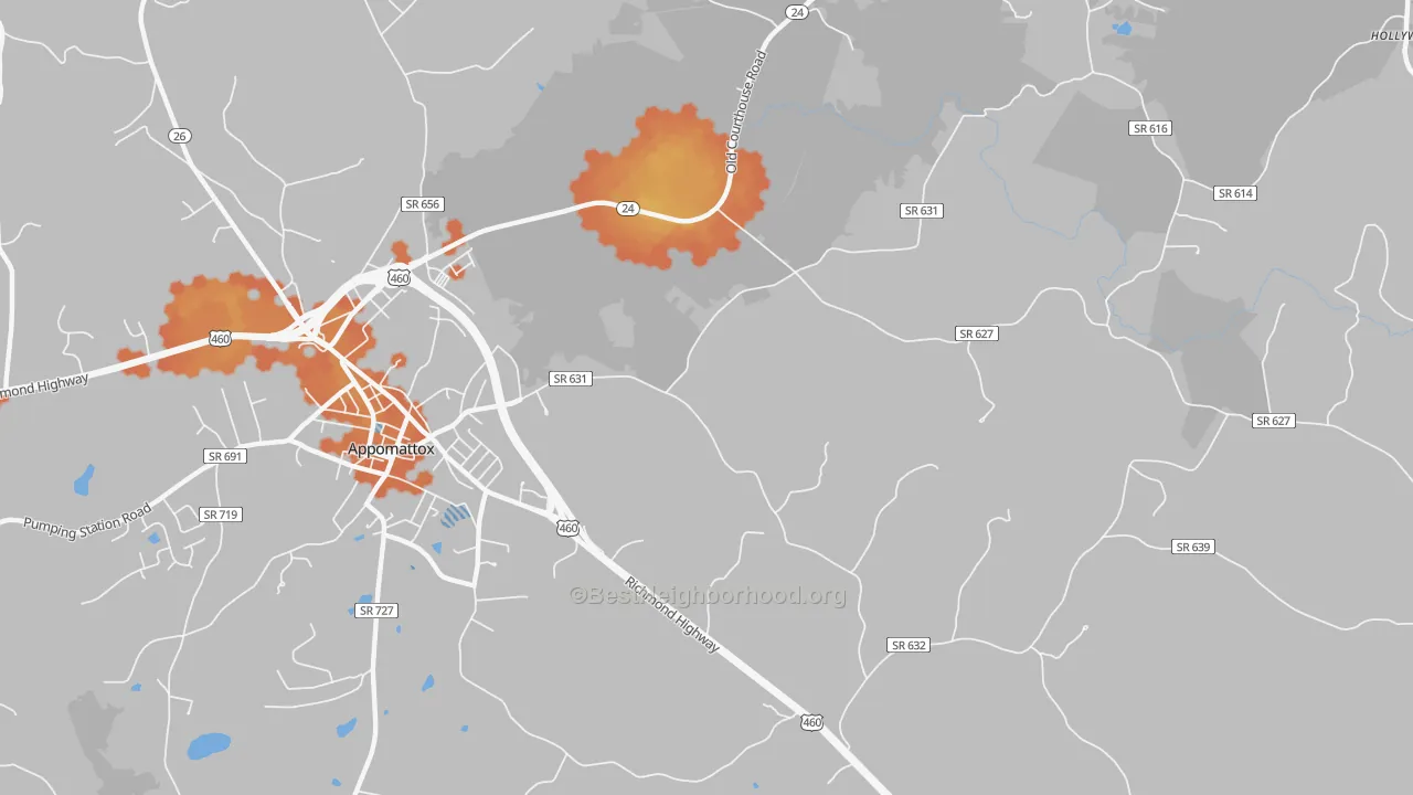 Bike Grade map of Evergreen, VA