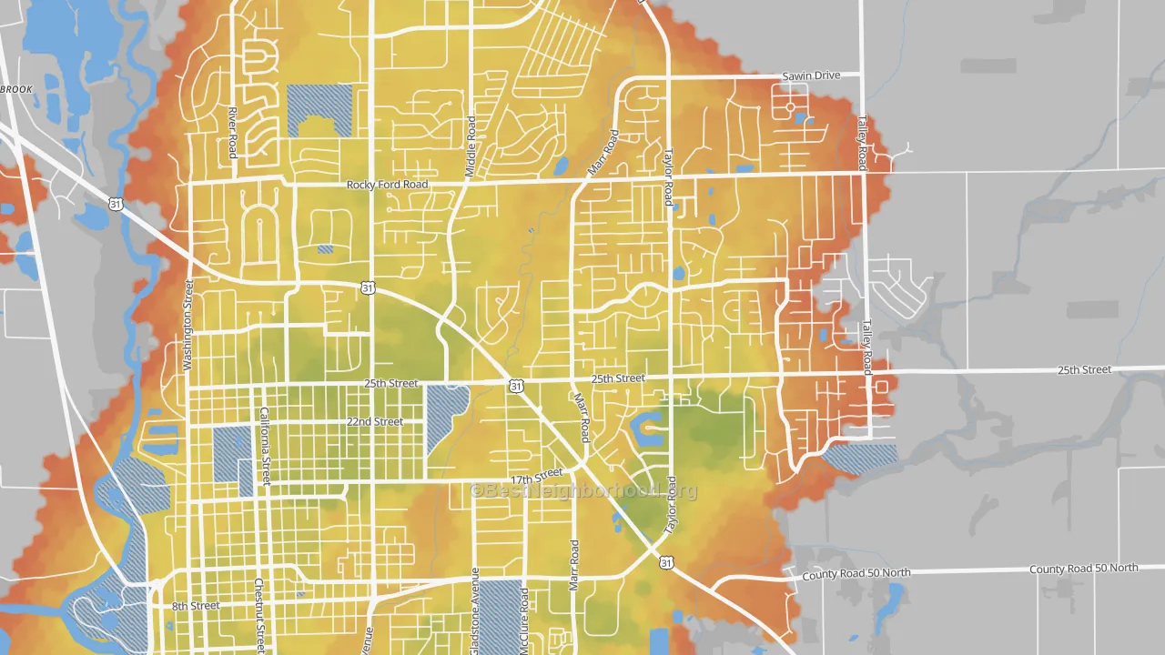 Bike Grade map of Everroad Park, Columbus, IN