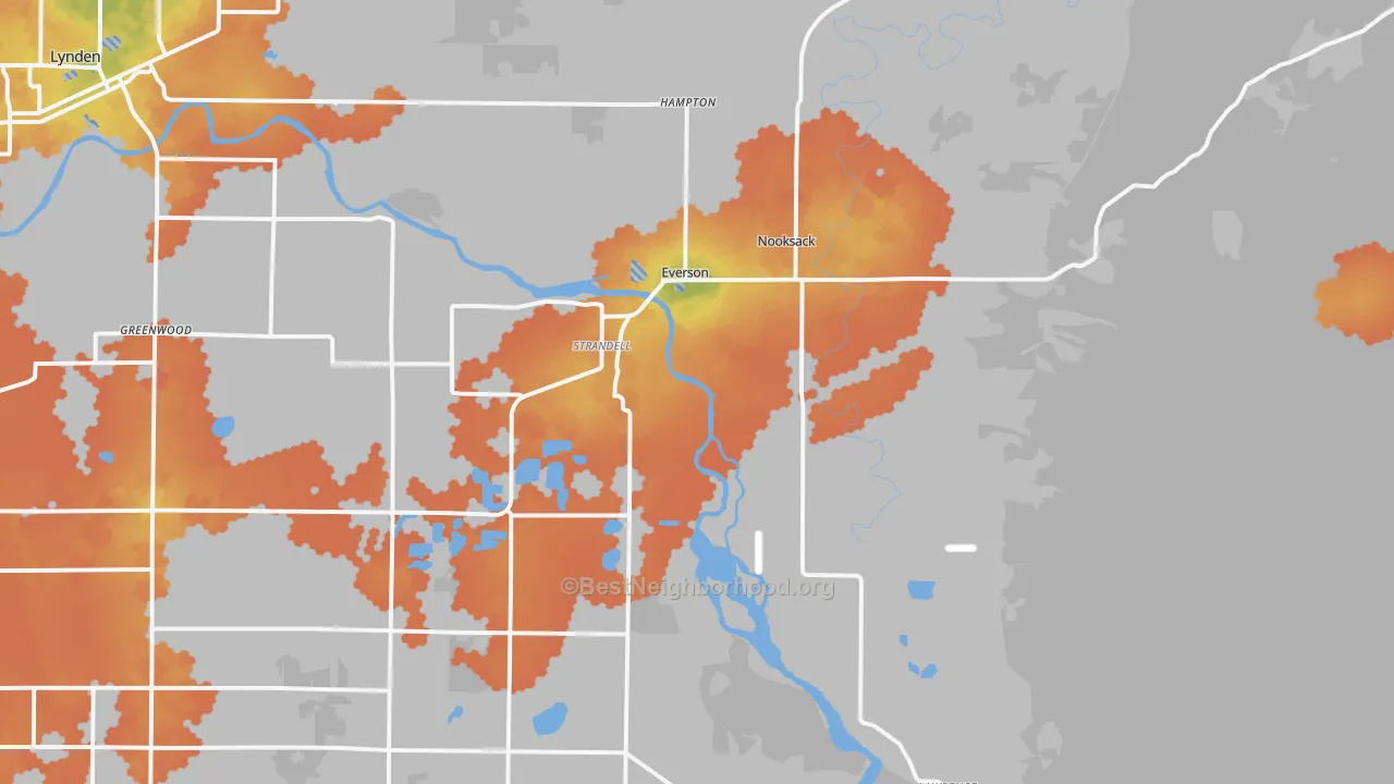 Bike Grade map of Everson, WA