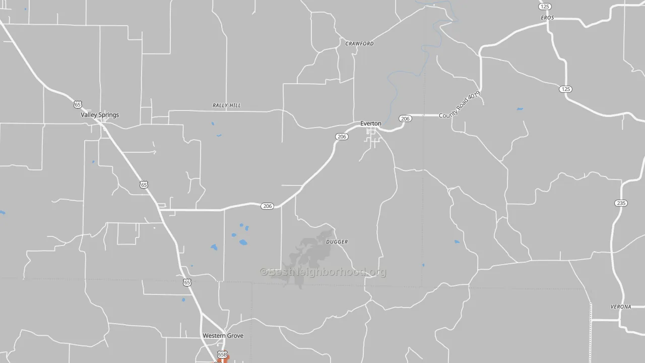 Bike Grade map of Everton, AR