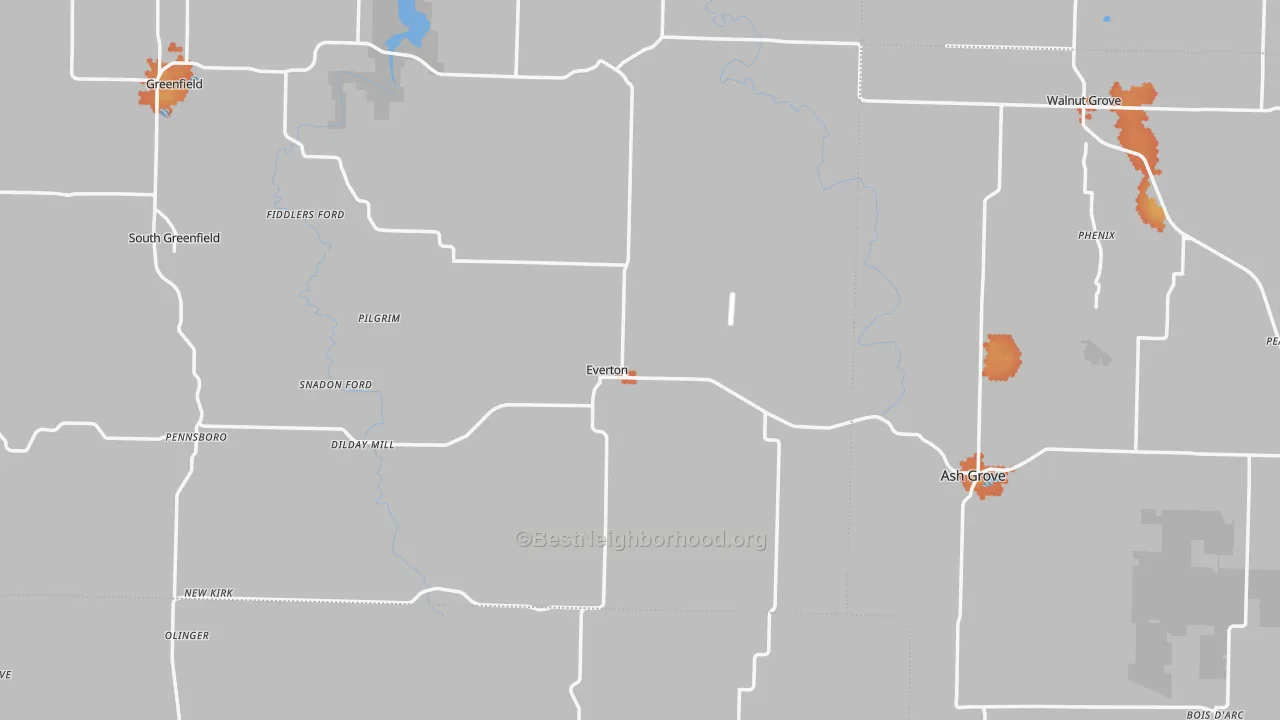 Bike Grade map of Everton, MO