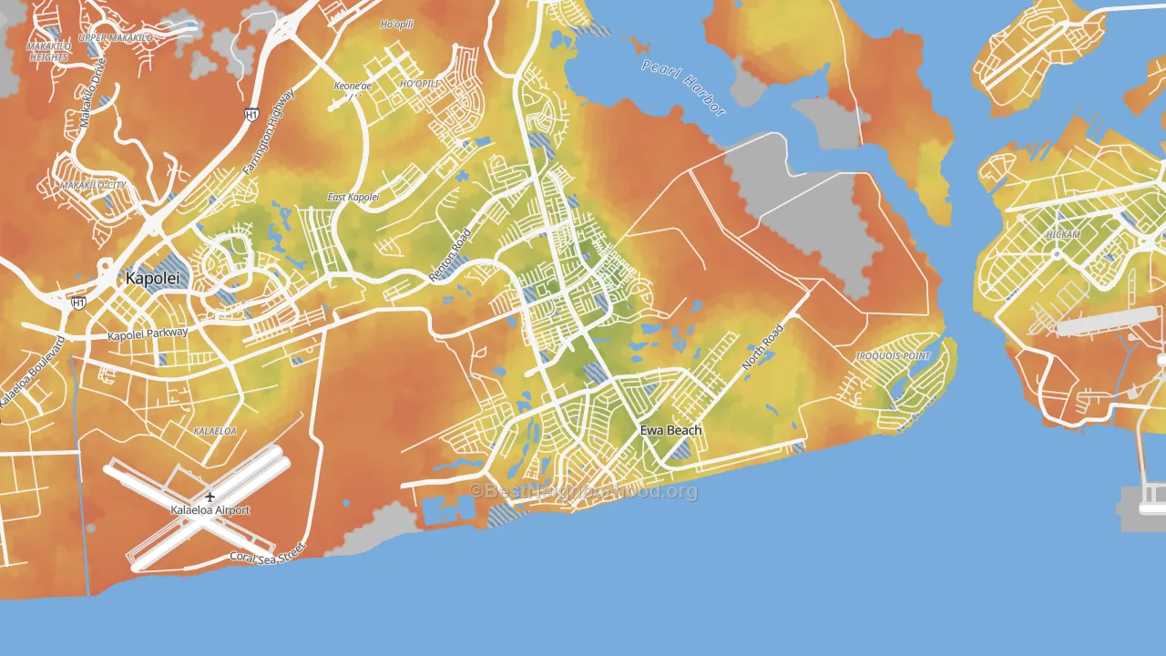 Bike Grade map of Ewa Beach, HI