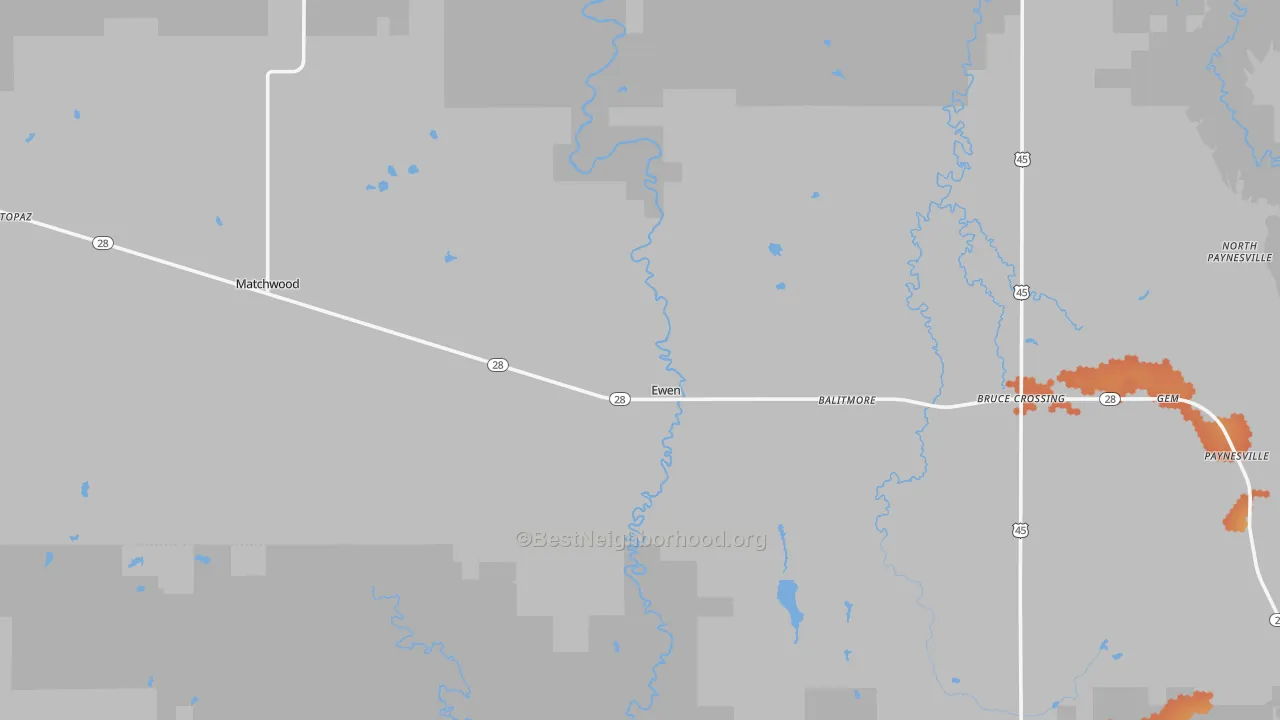 Bike Grade map of Ewen, MI