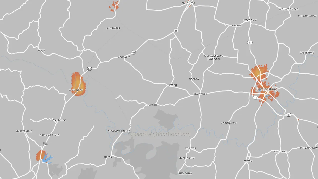 Bike Grade map of Ewing, KY